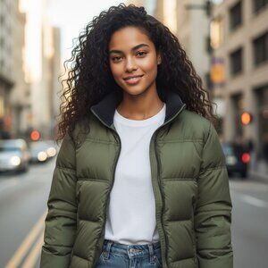 VTG Eddie Bauer Womens Goose Down Jacket Green Size S Winter Coat